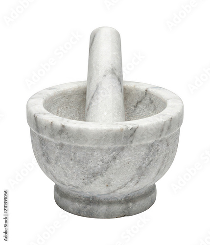 Foto Professional white marble mortar png traditional stone grinder cutout kitchen ma