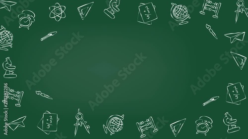 Back to School Animated Background, Colorful Education Motion Graphics with School Supplies Loop