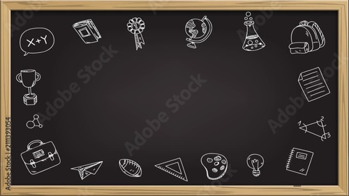Back to School Animated Background, Colorful Education Motion Graphics with School Supplies Loop