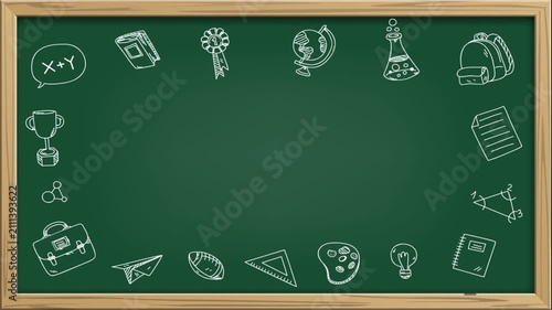 Back to School Animated Background, Colorful Education Motion Graphics with School Supplies Loop