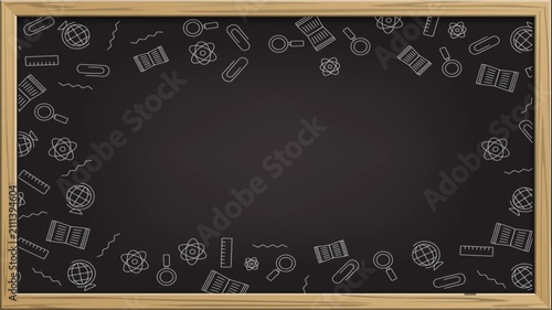 Back to School Animated Background, Colorful Education Motion Graphics with School Supplies Loop