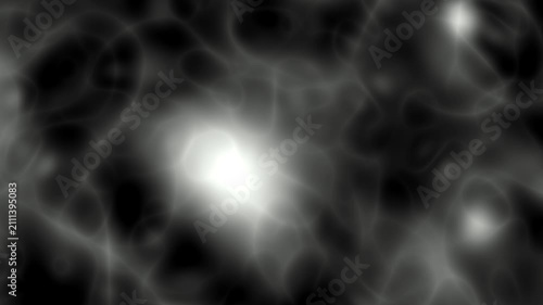 Abstract motion blur swirls in grayscale. Central glow pulses softly through swirling darkness