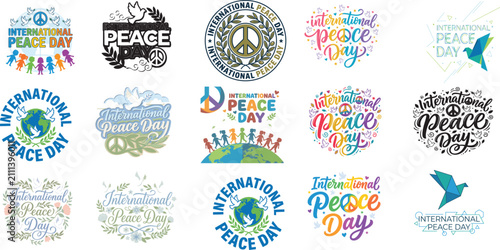 International Peace Day Vector Designs and Logos Set