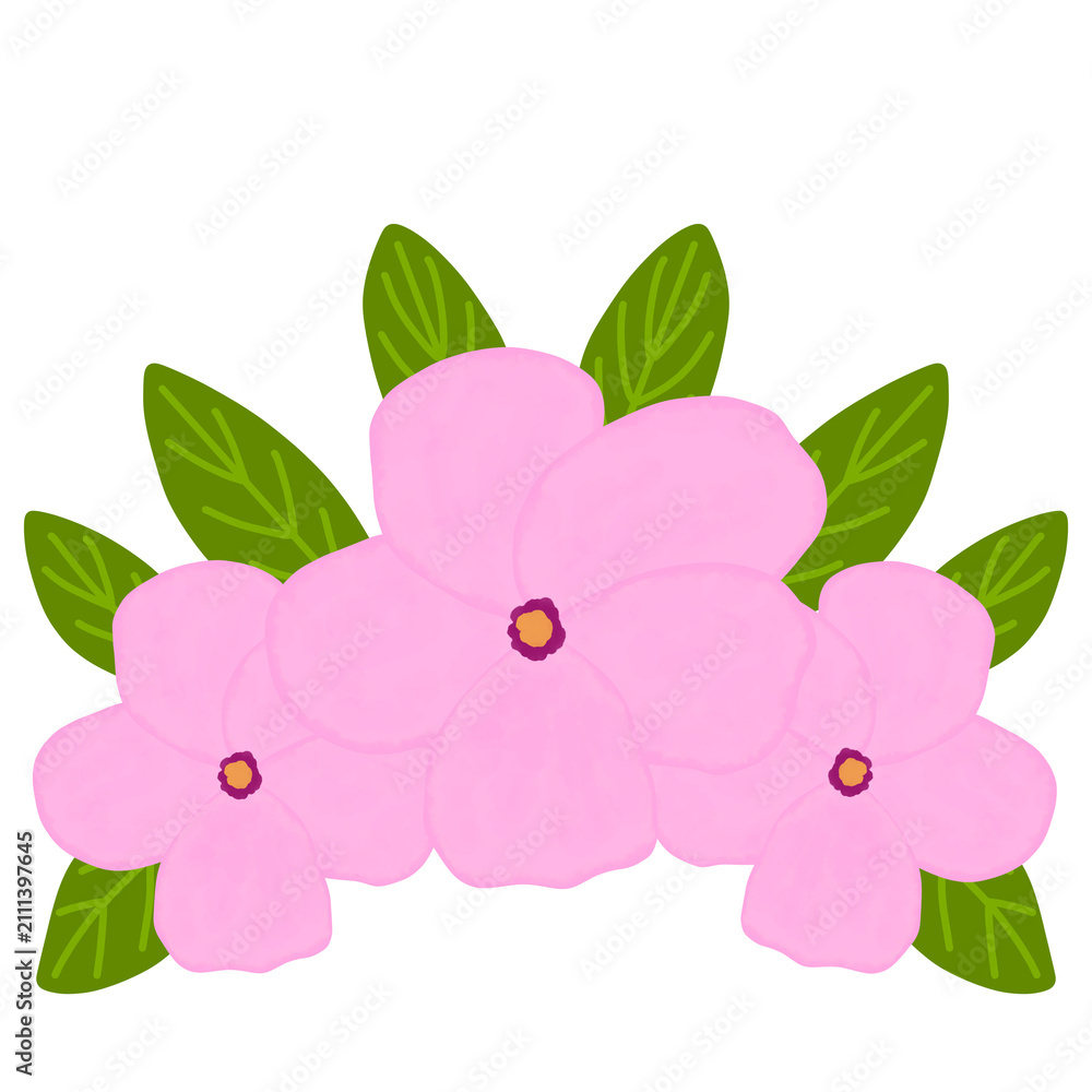 Fototapeta premium Bunch of Pink Flowers With Leaves