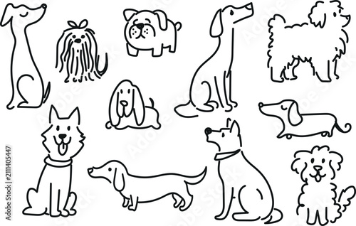 Cute Hand Drawn Cat Doodle Collection Simple Black Outline Pet Vector