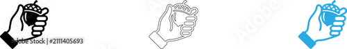 Konstfotografi Three hand gestures with smartphone showing different interactions isolated on t