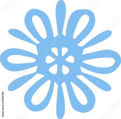 Blue snowflake flat icon for winter season holiday packaging and web pattern. Vector illustration