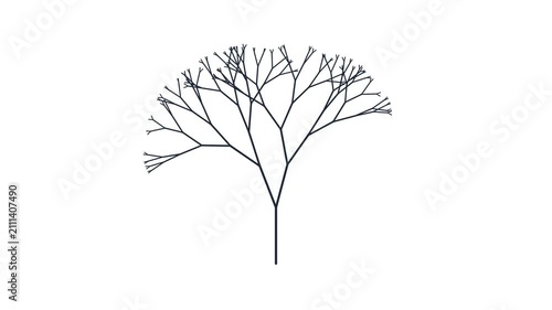 Minimalist Recursive Tree Branching Animation Representing Growth and Complexity on White