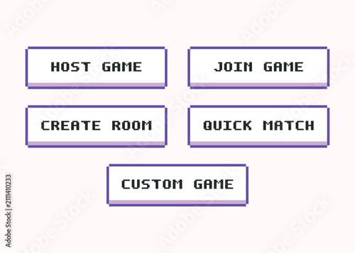 Pixel Element Game Button Set for UI Design. Versatile digital interface components for gaming apps and websites.