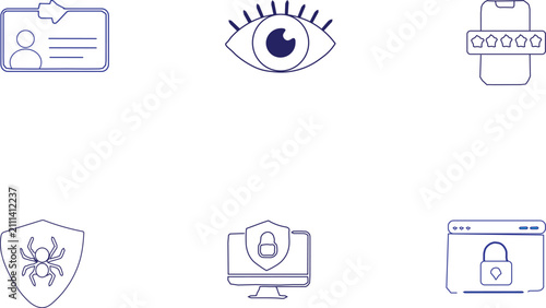 Cybersecurity and Data Protection Security Icons Set