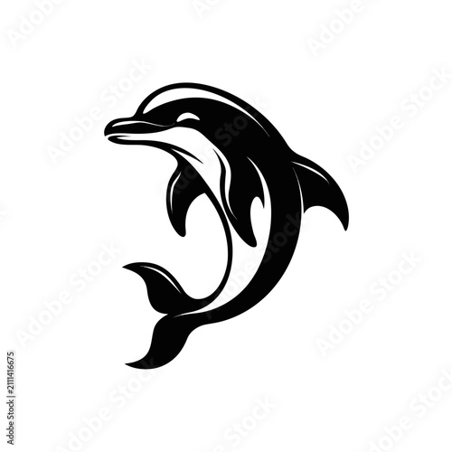 Graceful Dolphin jumping and Swimming in Ocean – Marine Wildlife Vector Illustration.