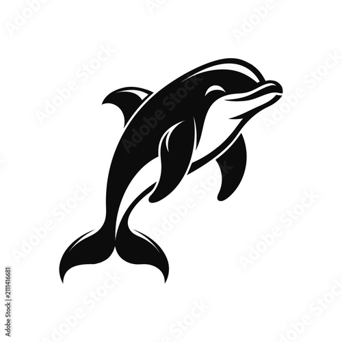 Graceful Dolphin jumping and Swimming in Ocean – Marine Wildlife Vector Illustration.
