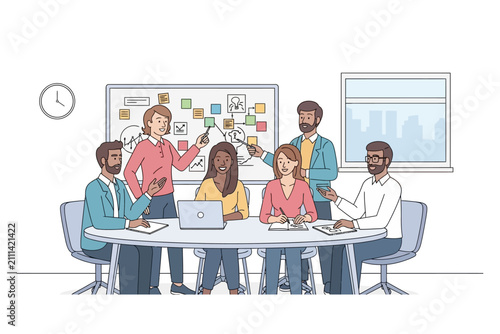 Diverse Business Team Meeting Vector Illustration