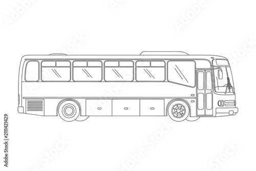 Classic Bus Line Art Vector Illustration
