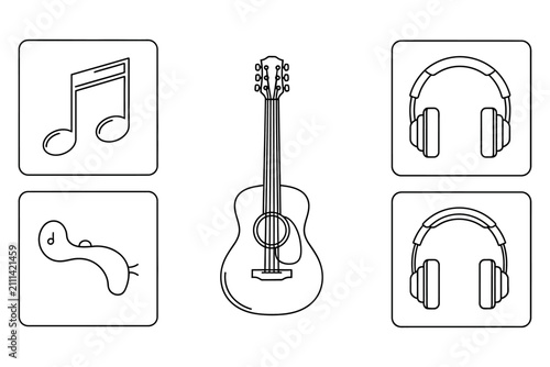 Music and Sound Line Art Icon Set