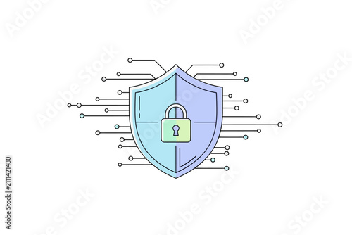 Security Shield with Padlock Vector Illustration