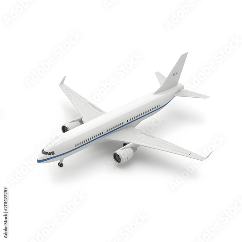 AI Generated Commercial Airplane 3D Air Travel Icon on White Background