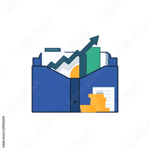 AI Generated Investment Portfolio 3D Business Finance Folder Icon on White Background