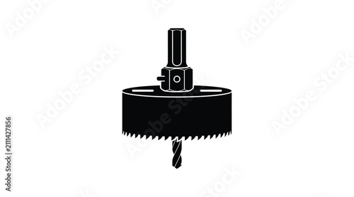 Hole saw with cylindrical shaft black silhouette