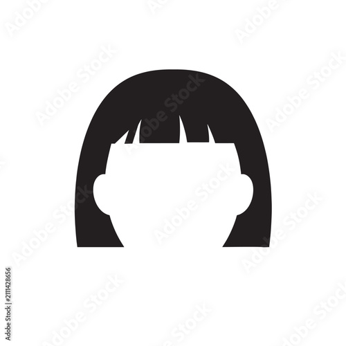 Woman hair silhouette and showing stylized bob haircut with bangs style