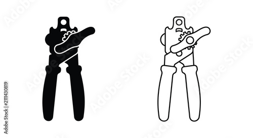 Foto Wire stripper tool black silhouette against white background