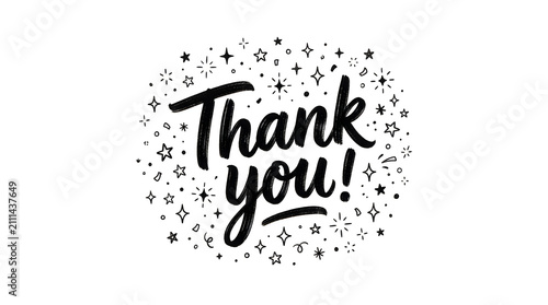Thank you lettering with sparkling stars illustration lettering illustration gratitude appreciation