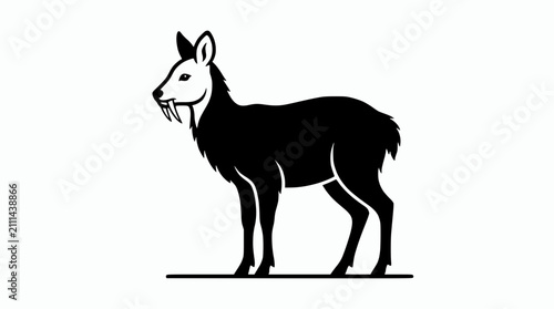 Schilderij op canvas Black Musk Deer Silhouette Vector Illustration