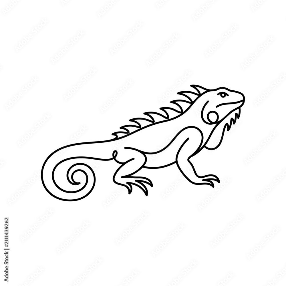 Obraz premium Iguana Collection Line Art Logo Vector Graphic