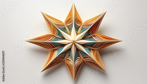 Paper Star Ornament Isolated On White Background