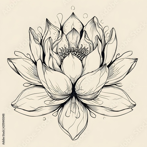 hand drawn vector illustration of lotus