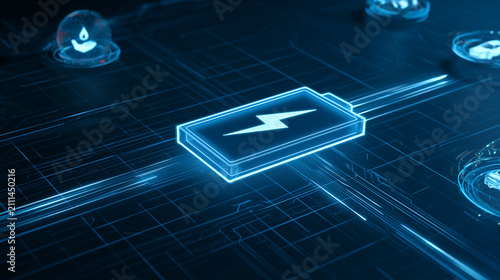 Technology battery high power electric energy, Battery to electric cars and mobile devices with clean electric, Green renewable energy battery storage future, Technology digital abstract background