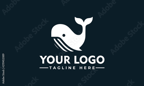 Konstfotografi Minimalist white whale logo design for corporate branding and marine conservatio