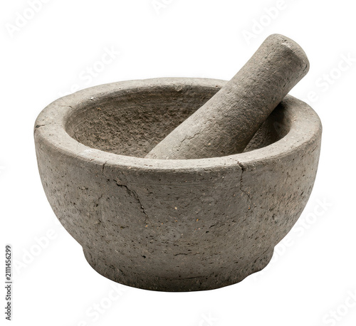 Fotografía Traditional stone mortar png Antique stone mortar cutout Heavy granite mortar pn