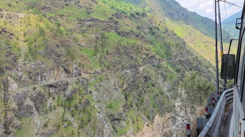 Perilous road along Kinnaur Valley cliffs