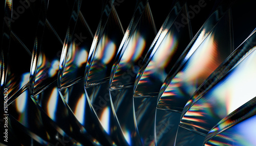 Canvastavla Reflective glass panels create mesmerizing pattern with colorful light reflections and refractions