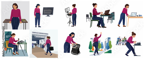 Cuadro en lienzo Professional female stenographer and court reporter providing real-time captioni