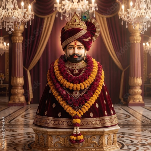 Khatu Shyam Ji Idol – Royal Maroon Darbar Portrait