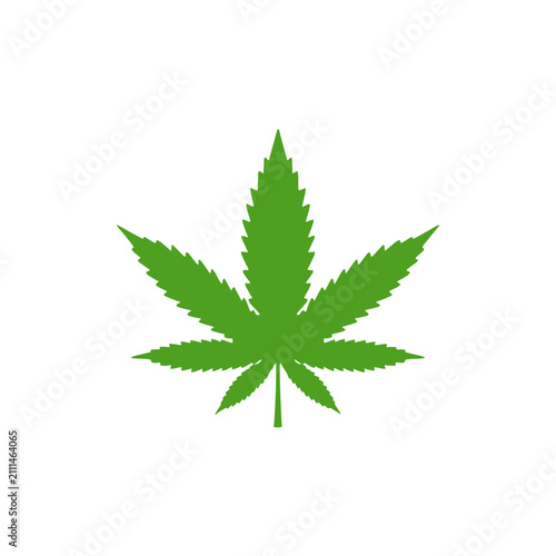Green marijuana leaf icon symbol vector illustration isolated on a white background for design