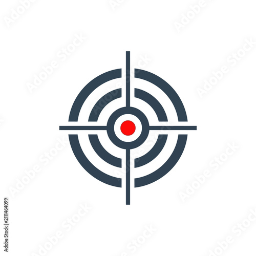 Simple target icon with a red bullseye and crosshairs symbolizing accuracy, goal achievement, and precision focus