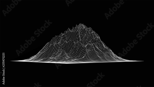Abstract Wireframe Wave Background – Editable EPS Vector Mesh Landscape Technology Design landscapes, digital terrain, particle grids, and futuristic line structures. UI design, posters, banners.