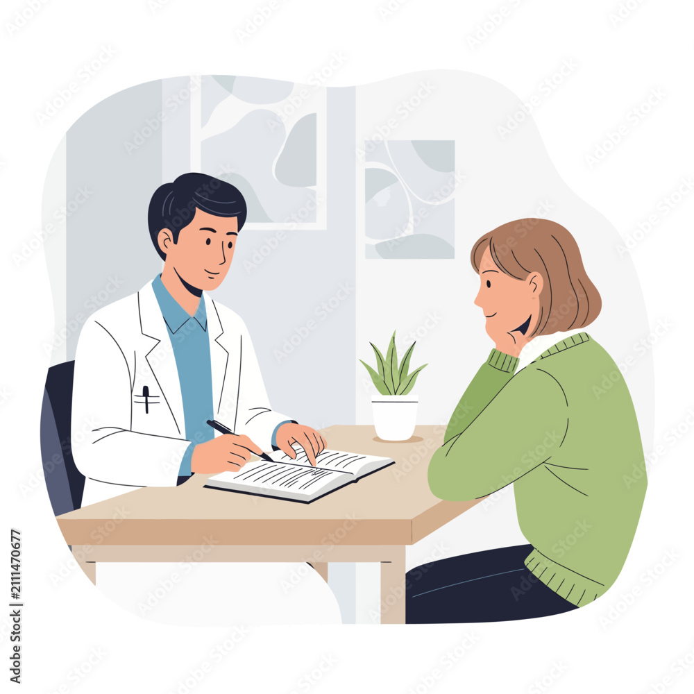 Fototapeta premium Doctor Consults With Patient During Health Checkup Professional Consultation Office Visit