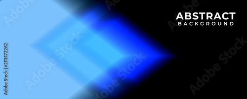 Abstract dark blue neon chevron arrow banner background with futuristic glow.