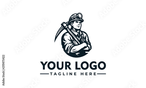 Cuadro en lienzo Professional Miner Mascot Logo Illustration Featuring A Skilled Worker Holding A