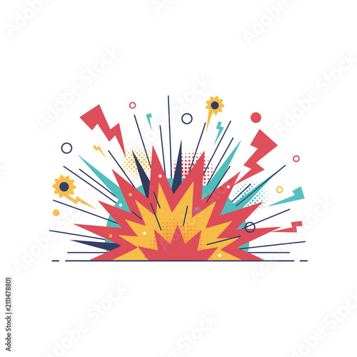 Comic explosion with lightning bolts graphic design explosion lightning