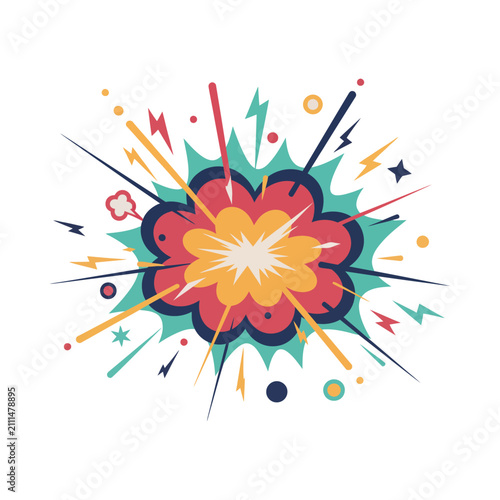 Retro comic style colorful explosion graphic with explosion abstract creative