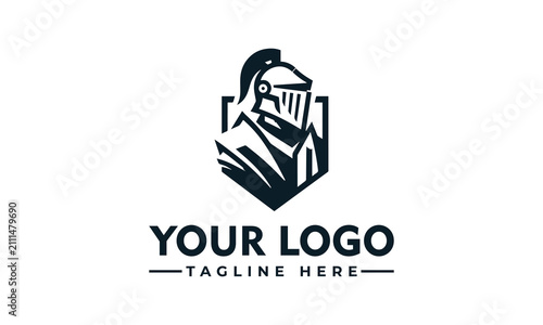 Bild auf Leinwand Minimalist Shield Emblem Featuring a Proud Medieval Knight for Professional Corp