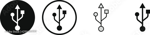 Obraz na płótnie Set of standard USB connection symbol icons in different styles vector illustrat