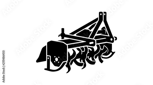 Agricultural plow silhouette for farming and cultivation.