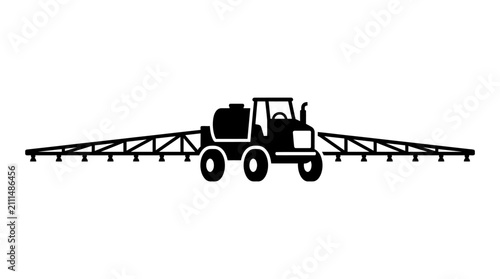 Agricultural sprayer tractor silhouette icon.