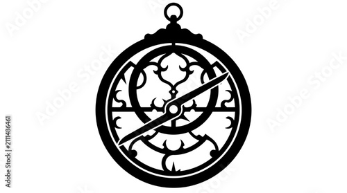 Antique astrolabe navigation tool silhouette illustration